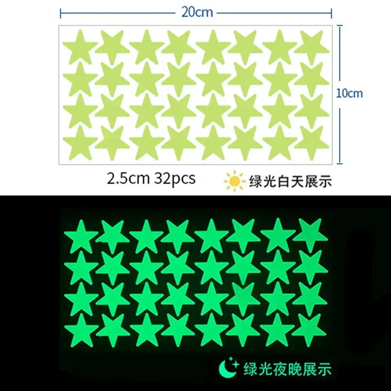 ملصقات النجوم الخضراء المضيئة لغرف نوم الأطفال